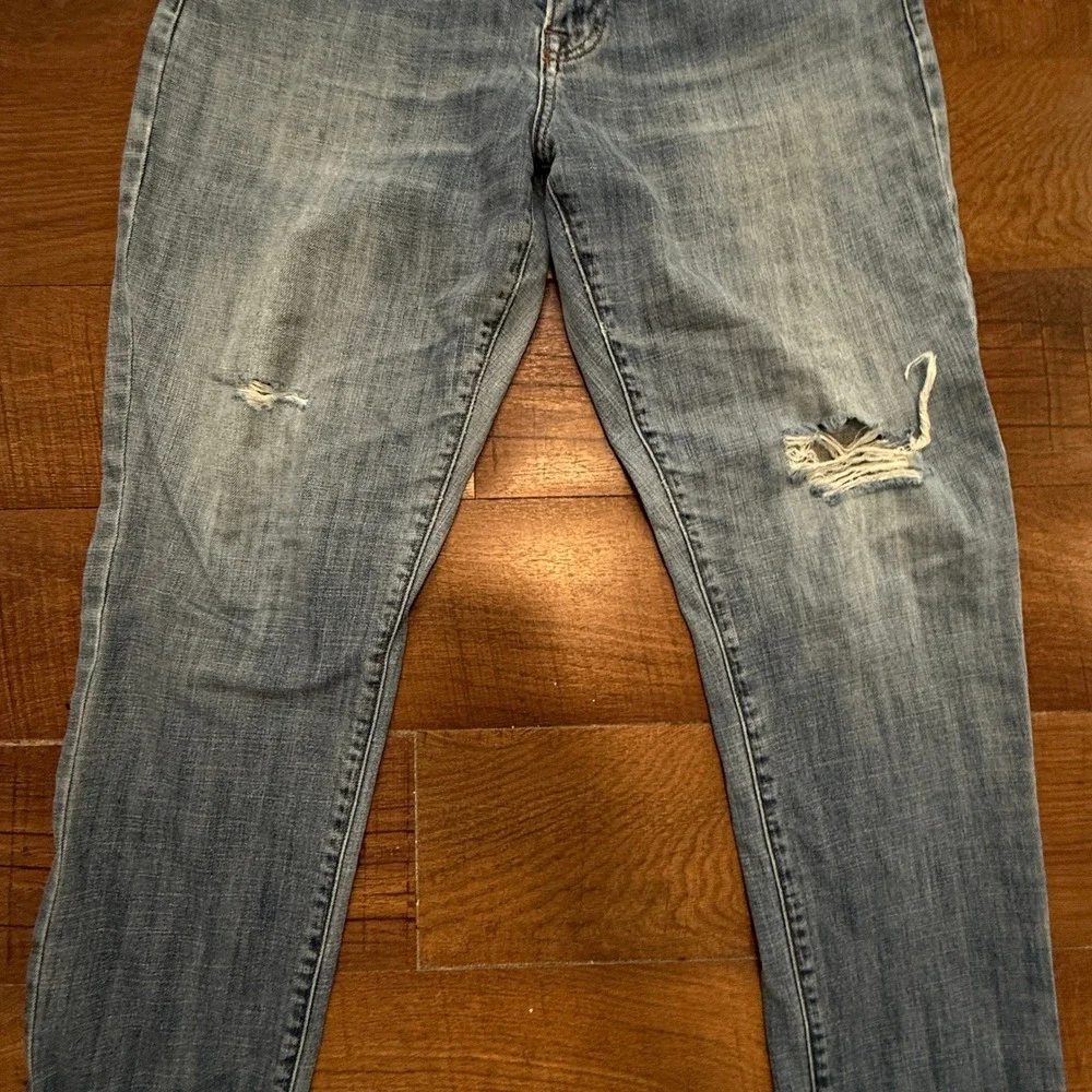 Lucky Brand 221 Straight Jeans Mens 34x32 Blue Distressed Medium Wash Denim